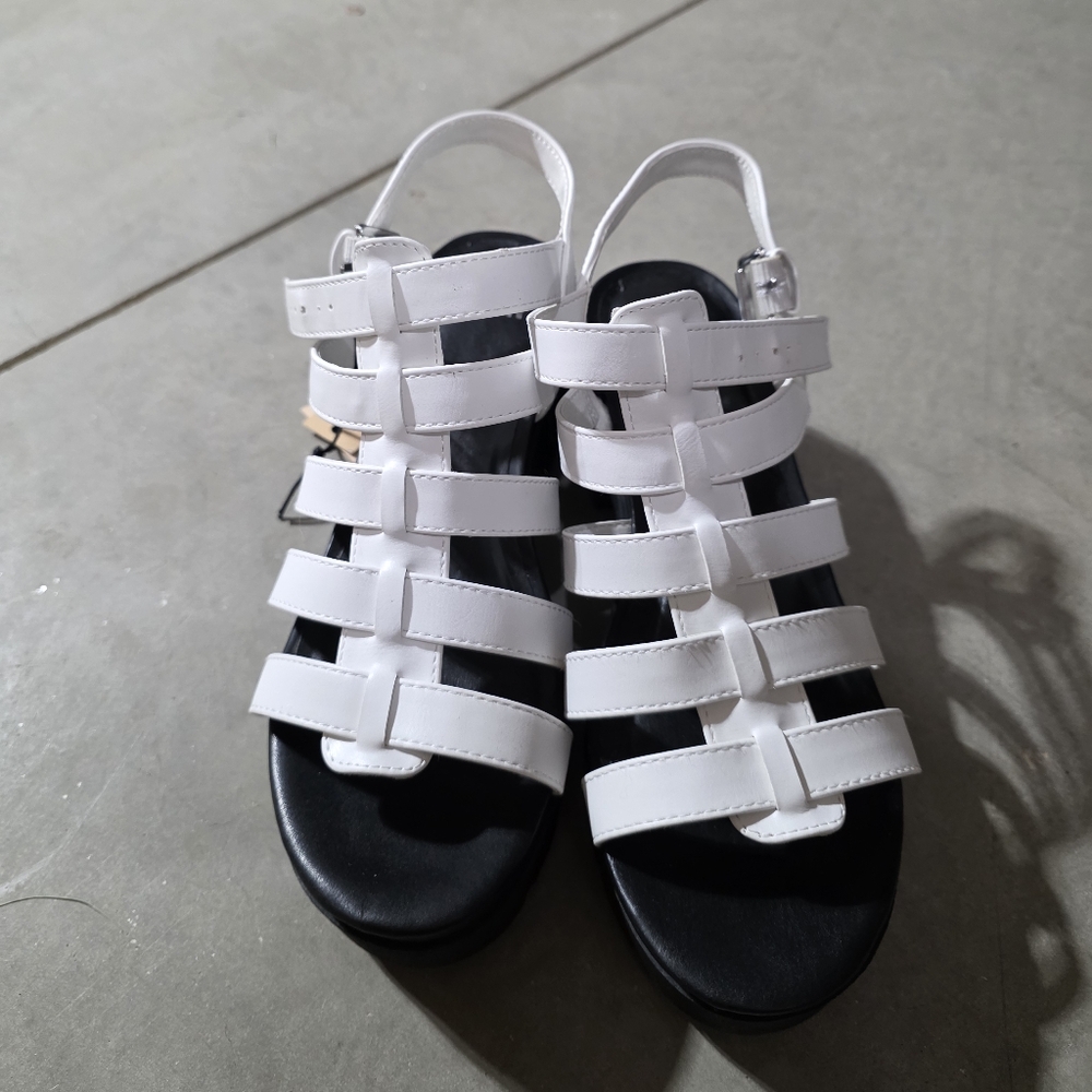 Madden Girl White and Black Gladiator Sandals